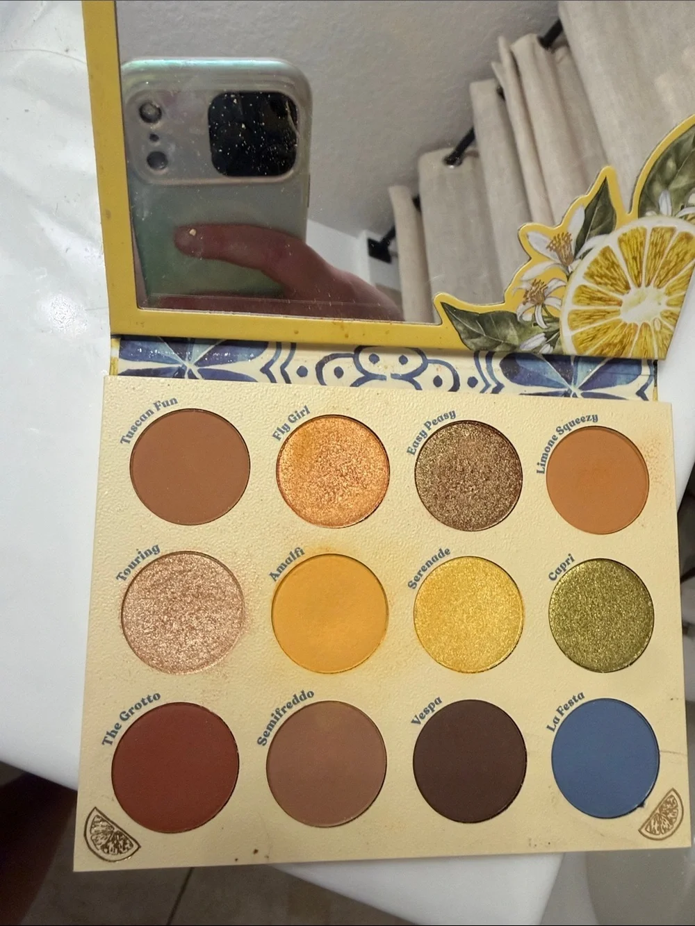 ColourPop Limoncello Palette — Lemon Yellow & Blue Tile Artwork